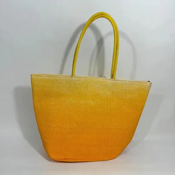 Yellow Ombré Zipper Top Insulated Cooler Tote Large Shoulder Bag Lunch Groceries - Picture 2 of 7